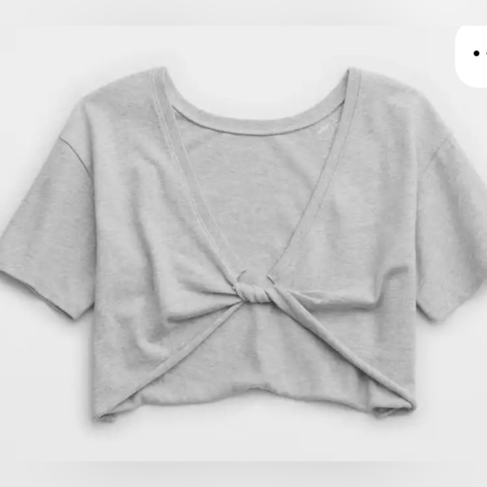 Aerie Grey Knot Front Crop Top